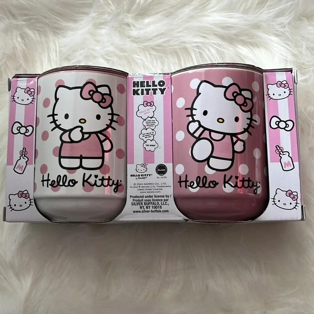 🆕 Hello Kitty Ceramic Tea Cup Set 12 Oz each Pink - Picture 1 of 4